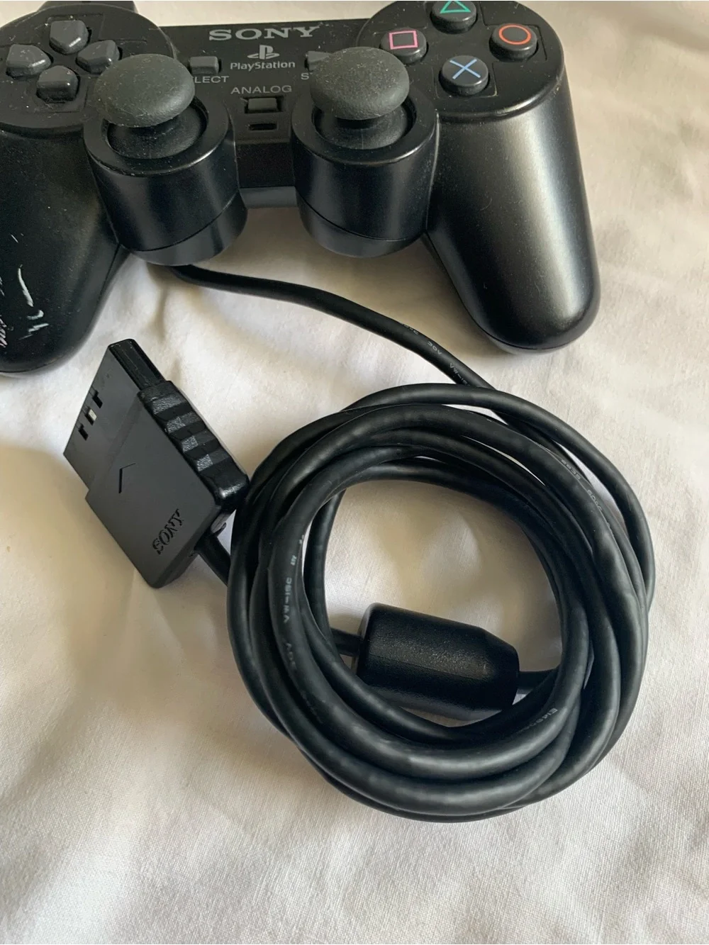 Sony Black PS2 DualShock Controller with Black Power Adapter and Cables